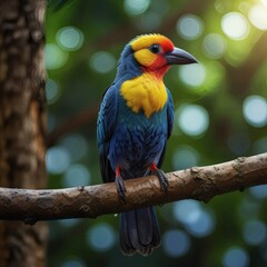 Obraz premium High-definition photo of an exotic bird perched on a tropical tree branch.