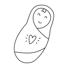 Doodle illustration baby. Isolated, on white background