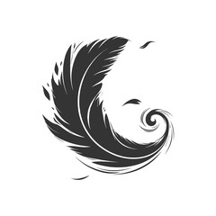 Elegant Feather in Abstract Swirl