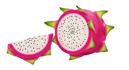 Isolated Cut Dragon Fruit