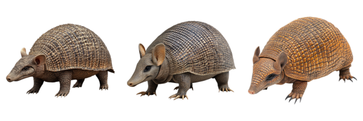 Armadillo isolated on transparent background. PNG ,Set of