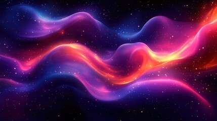 Fototapeta premium Cosmic Flow of Colorful Waves in Deep Space with Starry Background