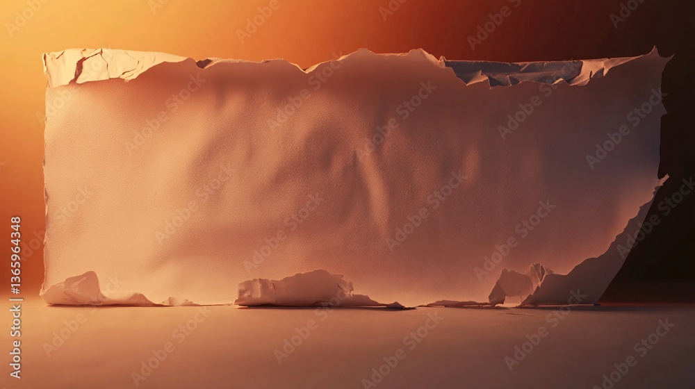 Aufkleber blank wrinkled paper illuminated by warm light creating dramatic effect