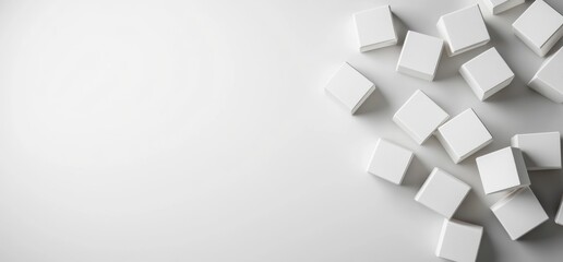 Obraz premium White cubes on white background