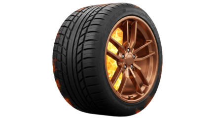 Isolated Car Tire Burning with Flames