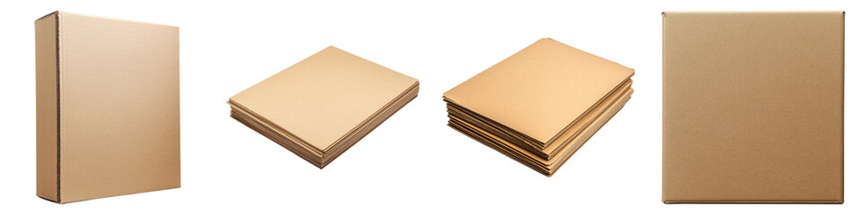 Cardboard isolated on transparent background. PNG ,Set of