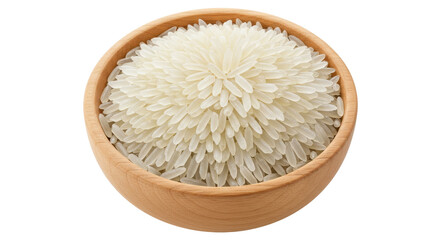 Isolated Wooden Bowl of Rice