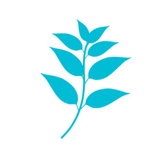 Blue decorative branch with leaves illustration