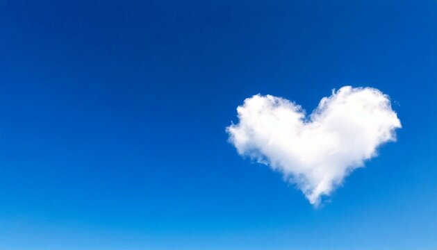 Photo of a heart shaped cloud in a clear blue sky