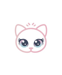 Cute Kawaii Cat Face - Adorable Kitty Bow vector custom t-shirt  Design