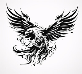 Obraz premium The American eagle image, on a white background. Trendy tattoo design.