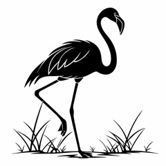 flamingo silhouette black vector