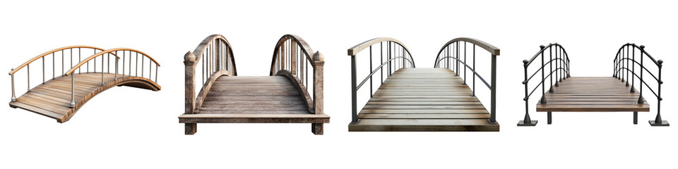 Fototapeta premium Footbridges isolated on transparent background. PNG ,Set of