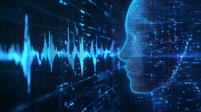 An AI powered voice recognition system, transcribing and translating speech in real-time for multilingual communication, Communication tech style