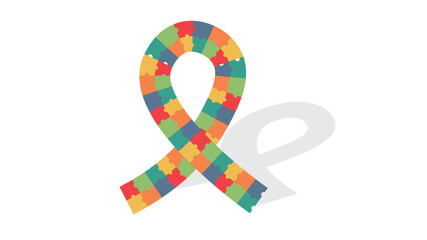 puzzle pieces ribbon symbol for autism awareness illustration, Awareness ribbon design, Autism spectrum puzzle, Ribbon and puzzle, Autism ribbon artwork, Autism spectrum symbol, Concept