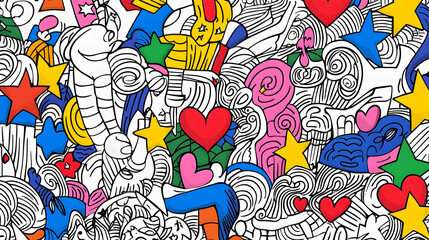 Obraz premium Colorful Abstract Doodle Pattern Design