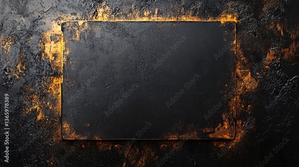 Leinwandbilder black and gold textured background with empty rectangular space