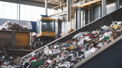 An AI powered waste management system, sorting recyclables and waste efficiently using intelligent sensors, Environmental tech style