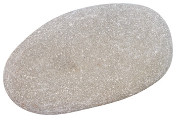 Top view of single gray pebble isolated on white background.