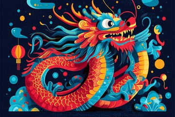 Artistic interpretation of the mythical Chinese dragon.