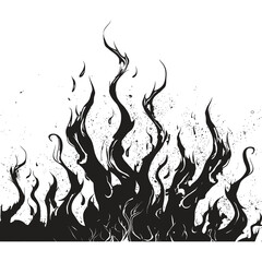 Abstract Black and White Illustration of Flames