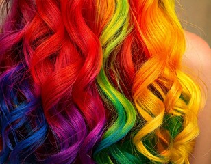 Close-up of curly hair ,showcasing its rich texture, volume, and natural shine.