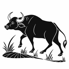 gaur black silhouette icon vector