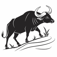 gaur black silhouette icon vector