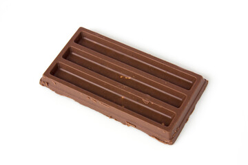 A whole milk chocolate bar isolated on white background.
