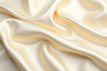 Fototapeta premium Creamy beige silk fabric, delicate texture White background , background, wall, smooth