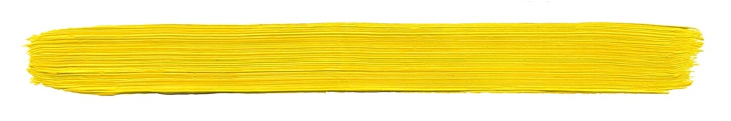 Yellow brush stroke texture of oil paint isolated on transparent background