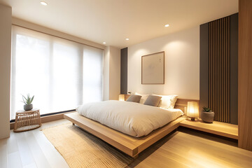 Modern Minimalist Bedroom Interior Background