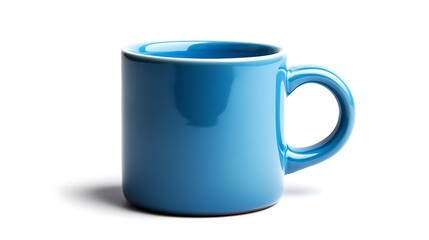 Blue cup isolated on white background.