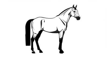 Fototapeta premium Elegant monochrome depiction of a noble horse in detailed vector art