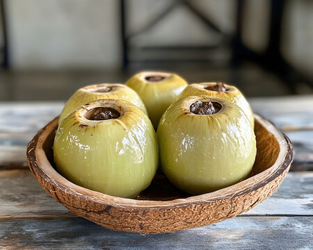 Refreshing Tropical Nauruan Coconut Water Displayed in Natural Coconut Shells