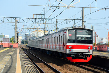 View of train running in the city of Jakarta