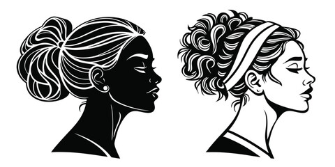 woman heads silhouettes