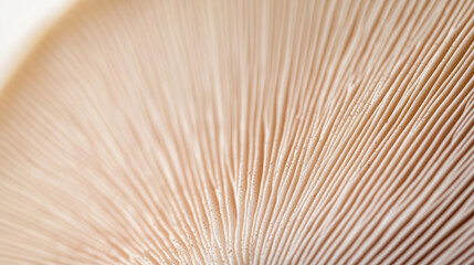 Paper-thin mushroom gills close-up with soft lighting