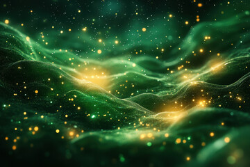 Obraz premium Abstract green and yellow background with stars.