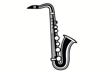 Saxophone with musical notes vector art and illustration