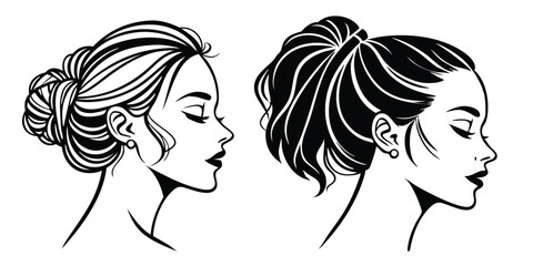 woman heads silhouettes