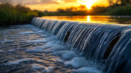 A concept representing sustainable water management with efficient irrigation practices that reduce waste and enhance crop productivity, symbolizing environmental stewardship and agricultural innovati