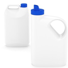Blank plastic bottles on a white background. 3d rendering.