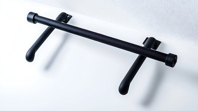 A black bar is on a white wall