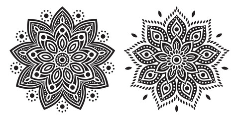 Intricate Mandala Floral Pattern Decorative Symmetrical Ornament Vector Abstract Mehndi Design for Tattoo Henna Art and Meditation