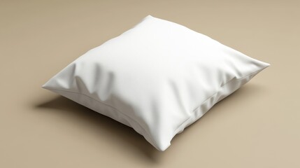 Fototapeta premium Simple White Pillow on Light Brown Backdrop - Cozy Home Decor Accent for Relaxation