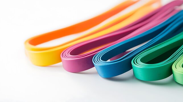 A row of colorful rubber bands