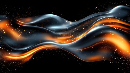 Abstract Flowing Fabric Design, Black Background