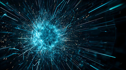 Fototapeta premium Abstract Digital Explosion Of Glowing Lines And Dots