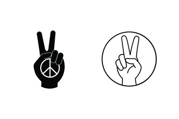 Obraz premium Peace Sign Hand Gestures Iconic Symbol of Peace and Love